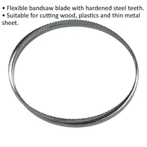 1712 x 10 x 0.35mm Bandsaw Blade with Hardened Steel Teeth for Wood, Plastic, and Metal Cutting