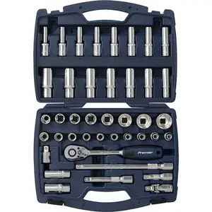 41-Piece Premium Deep Socket and Ratchet Handle Set - 1/2 Inch Drive Metric Tools