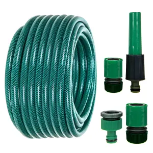 Garden Hose & Connector 4 Piece Set 30m Reinforced Pipe - Roots & Shoots