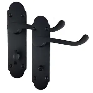 Golden Grace Epsom Style Bathroom Door Handle 170mm X 40mm Matt Black with Black Bathroom Mortise Lock Set