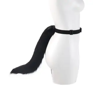 Halloween Cosplay Black Faux Fox Tail and Ear Headband Set