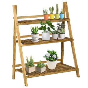 Outsunny Wooden Flower Pot Rack Holder Fold Storage Shelf Stand Vegetable