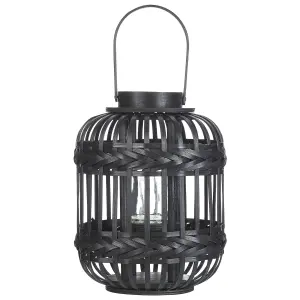 Beliani Rustic Lantern BORACAY Wood Black