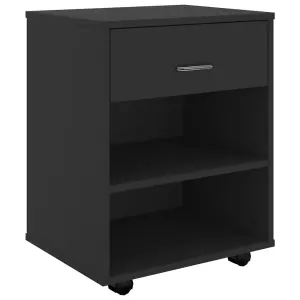 Berkfield Rolling Cabinet Black 46x36x59 cm Engineered Wood