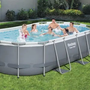 Bestway Power Steel™ Oval 14ft x 8ft 2in x 39.5in Pool (7,250L) with Flowclear™ Filter Pump