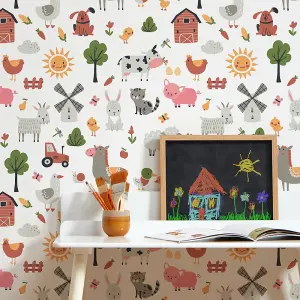 Down On The Farm Wallpaper In Multicoloured