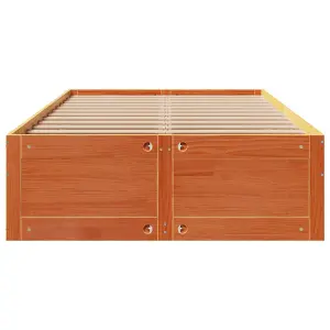 Berkfield Bed Frame without Mattress with Drawers Wax Brown 135x190 cm Double Solid Wood Pine