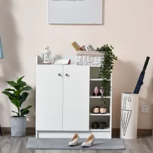 HOMCOM Shoe Storage Cabinet Footwear Rack Stand w/Adjustable Shelves White