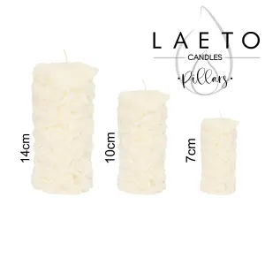 Pillar Candle Set of 3 Cream Rose Candles by Laeto Ageless Aromatherapy - FREE DELIVERY INCLUDED