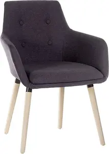 Four Legged Chair in Soft Brushed Graphite Fabric