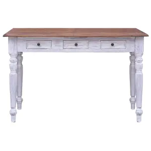 Berkfield Desk with Drawers White 117x57x75 cm Solid Reclaimed Wood