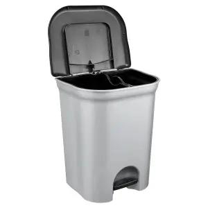 Keeeper Pedal Bin with 2 Waste Compartments 11 Litre - Silver