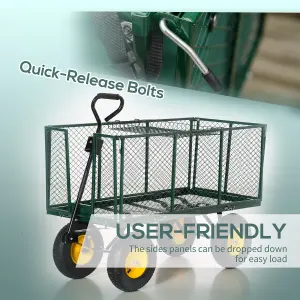 Outsunny Heavy Duty Garden Cart Truck Trolley Wheelbarrow Trailer