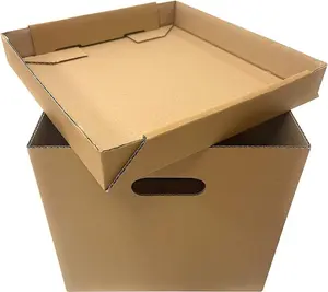 Pack of 20 Strong Cardboard Cube Storage Boxes with Lid and Handles Ideal for Shelves