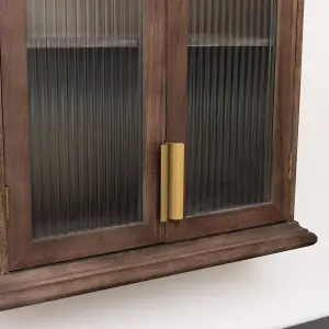 Melody Maison Wooden Reeded Glass Wall Cabinet