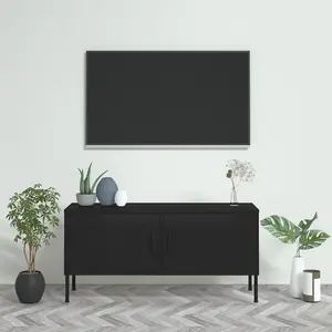 Berkfield TV Cabinet Black 105x35x50 cm Steel