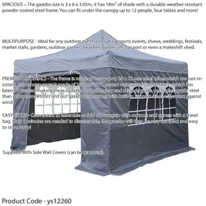 Durable 3x6m Pop-Up Gazebo with Waterproof Side Walls for Outdoor Events