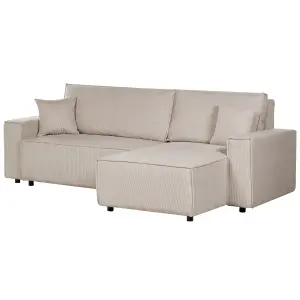 Sofa Bed ABACKA Beige Corduroy Left Hand