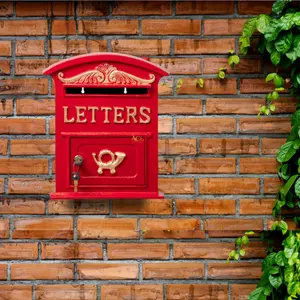 Berkay Locking Wall Mounted Letter Box Red