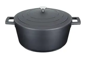 3pc Black Non-Stick Cast Aluminium Casserole Dish Set with 2x Regular Casserole Dishes, 2.5L/5L and Shallow Casserole Dish 4L