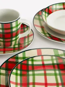 30 Piece Green Tartan Dinner Set