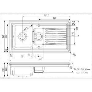 Reginox RL 301 CW White 1.5 Bowl Inset Reversible Ceramic Kitchen Sink