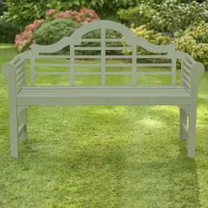 Greenhurst PU Coated Lutyens Garden Bench FSC Acacia Hardwood Painted Sage Green W129 x D52 x H89cm