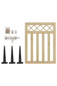 Cross Top Wooden Fence Gate for Garden and Yard Entryways 120cm W x 90cm H