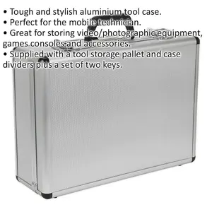 Durable Aluminium Tool Case with Adjustable Dividers for Electronics Storage