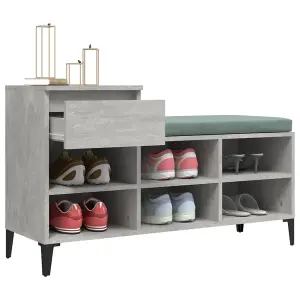 Berkfield Shoe Cabinet Concrete Grey 102x36x60 cm Engineered Wood