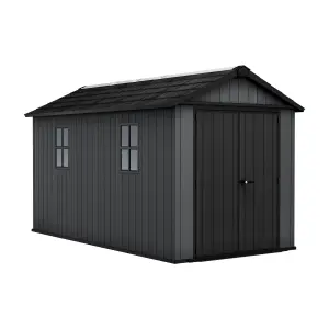 Keter Newton Plus Vertical 13x7.5 ft Apex Grey Plastic 2 door Shed with floor & 2 windows (Base included)