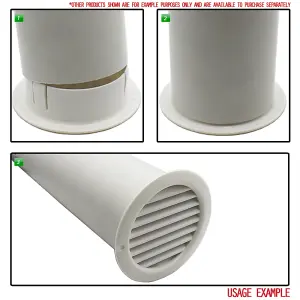 Kair White Circular Vent 158mm Dimension Wall Grille with Fly Screen and 125mm - 5 inch Round Rear Spigot