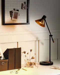 Beliani Industrial Metal Table Lamp Gold PINKEEN