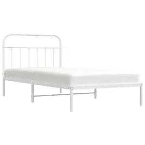 Berkfield Metal Bed Frame with Headboard White 100x200 cm