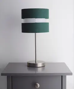 Table Lamp with Layer Fabric Light Shade Forest Green