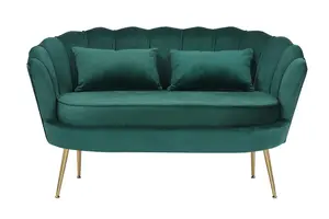 2 Seater Loveseat Small Sofa in Velvet Emerald Green