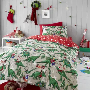 Happy Linen Company Festive Dinosaur Kids Bedding Single