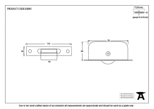 From The Anvil Lacquered Brass Square Ended Sash Pulley 75kg