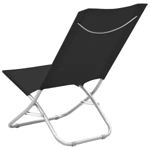 Berkfield Folding Beach Chairs 2 pcs Black Fabric