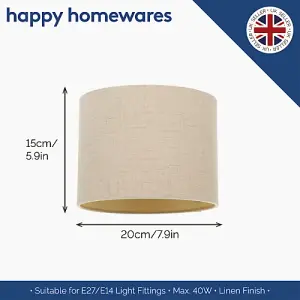 Modern Taupe Linen Fabric Small 8 Drum Lamp Shade with Matching Satin Lining