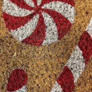 Christmas Multicolour Candy Cane Door mat, 57cm x 40cm