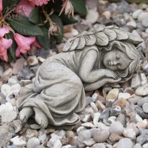 Sleeping Angel Stone Statue Nymph Cherub Fairy Outdoor Garden Ornament Décor