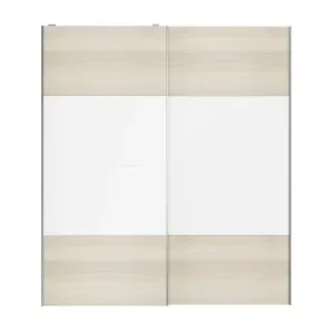 Atomia Panelled White oak effect 2 door Sliding Wardrobe Door kit (H)2250mm (W)2000mm