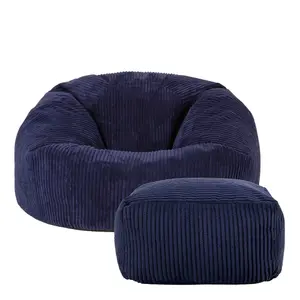 icon Kingston Classic Corduroy Bean Bag & Pouffe Navy Blue Bean Bag Chair