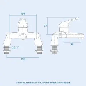 Nes Home Modern Studio Deck Mounted Chrome Bath Filler Tap