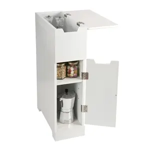 SENNEN Super Slim Bathroom Storage Cabinet, Small White Wooden Organiser