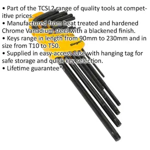 9 Piece Extra Long TRX-Star Key Set - 85mm to 160mm Length - T10 to T50 Size