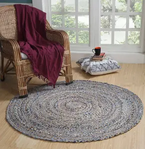 JEANNIE Round Kids Rug Ethical Source with Recycled Denim - L60 x W60