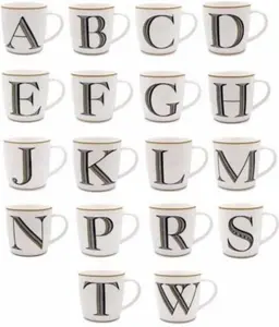 New Ceramic Alphabet Mugs Letters Novelty Coffee Tea Cup Drinking Xmas Gift Letter H