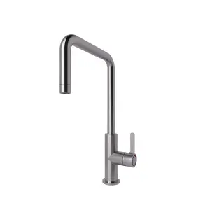 GoodHome Kamut Silver Stainless steel effect Kitchen Side lever Tap